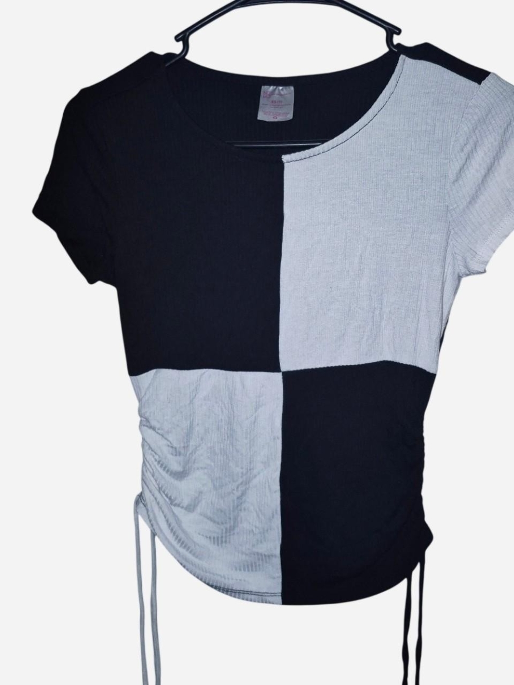 No Boundaries Black & White Colorblock Top